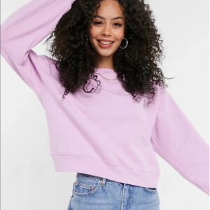 Morrisday The Label Cropped Sweatshirt in Lilac - Size Large